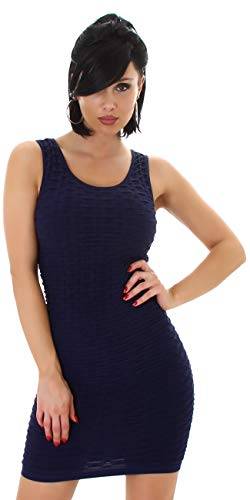 Jela London Damen Minikleid Stretch Wabenstruktur Honeycomb Bodycon, Navy-Blau (34-38) von Jela London