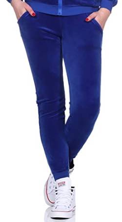Jela London Damen Nicki Jogging Hose Freizeit Haushose Samt Velour Homewear, Blau 34 36 (S) von Jela London
