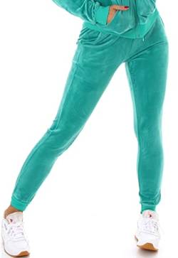 Jela London Damen Nicki Jogging Hose Freizeit Haushose Samt Velour Homewear, Jadegrün 34 36 (S) von Jela London