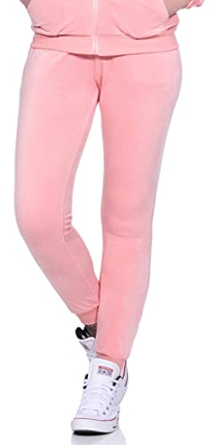 Jela London Damen Nicki Jogging Hose Freizeit Haushose Samt Velour Homewear, Lachsrosa 38 40 (L) von Jela London