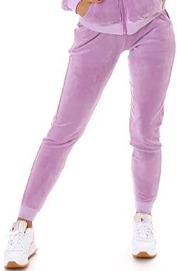 Jela London Damen Nicki Jogging Hose Freizeit Haushose Samt Velour Homewear, Lavendel 34 36 (S) von Jela London
