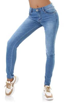 Jela London Damen Push Up Jeans Stretch Jeans Skinny Slim, Blau 36 von Jela London