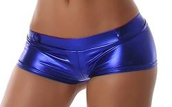 Jela London Wetlook GoGo Hot-Pants Shorts Panty kurz Glanz metallic, Blau S (34/36) von Jela London