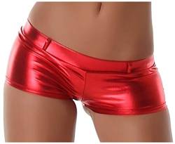 Jela London Wetlook GoGo Hot-Pants Shorts Panty kurz Glanz metallic, Rot L (38/40) von Jela London