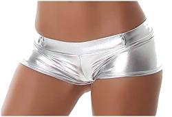 Jela London Wetlook GoGo Hot-Pants Shorts Panty kurz Glanz metallic, Silber S (34/36) von Jela London