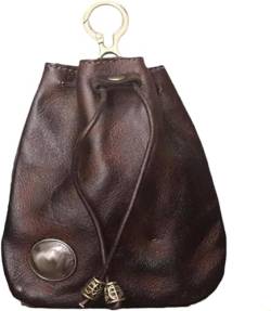 Handmade Cowhide Retro Storage Bag, Cowhide Retro Drawstring Pouch, Coin Purse Waist Bag Women (Coffee,ONE Size) von Jelaqmot