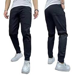 Jelaqmot Men's High Stretch Multi-Pocket Skinny Cargo Pants, Men's Hiking Cargo Pants Slim Fit Stretch Drawstring Joggers (Black,#31) von Jelaqmot