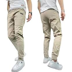 Jelaqmot Men's High Stretch Multi-Pocket Skinny Cargo Pants, Men's Hiking Cargo Pants Slim Fit Stretch Drawstring Joggers (Khaki,#29) von Jelaqmot