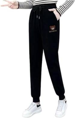 Jelaqmot Women's Warm Plush Corduroy Jogger Pants, Double Layer Warm Fleece Lined High-Waist Casual Cotton Pants (Black,L) von Jelaqmot