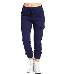 Freizeithose Damen Gothic Hosen, Hohe Taille Cargo Hose Mehrfachtasche Tasche Hosen Punk Hosen Frauen Armee Militär Hip Hop Jogger Street Hose mit Tunnelzug Füße binden Sommer Täglich Hose Haremshose von JenK Cing