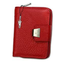 Damen Geldbörse Portemonnaie Geldbeutel Rindleder 5197, Rot, 9x13cm von Jennifer Jones