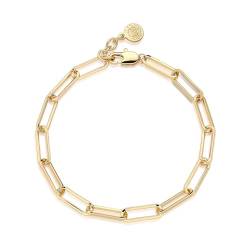 Jenosy 14K Vergoldet Armband Damen Gold Schließe Büroklammer Kette Armbänder Personalisiertes Verstellbar Anhänger Armband für Frauen Mädchen Schmuck von Jenosy