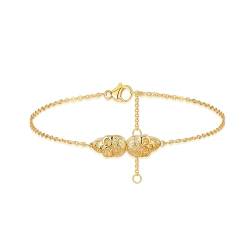 Jenosy 14K Vergoldet Armband Damen Gold mit Schädel Personalisiertes Verstellbar Anhänger Armband für Frauen Mädchen Schmuck von Jenosy