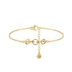 Jenosy 14K Vergoldet Armband Damen Gold mit Schlange Personalisiertes Verstellbar Anhänger Armband für Frauen Mädchen Schmuck von Jenosy