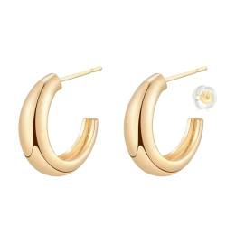 Jenosy Ohrringe Gold Damen CC Ohrringe für Mädchen Zarte CC Ohrstecker für Damen Knorpel Huggie Ohrstecker für Mädchen Hypoallergene Ohrringe 18K Vergoldet Modeschmuck für Frauen und Mädchen von Jenosy