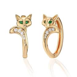 Jenosy Ohrringe Gold Damen Fuchs Ohrringe Damen Zarte Fuchs Ohrringe Creolen Mädchen Modische Leichte Knorpel Huggie Hypoallergene Ohrringe 18K Vergoldet Modeschmuck für Frauen und Mädchen von Jenosy