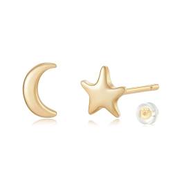 Jenosy Ohrringe Gold Damen Ohrringe Mond Sterne Gold Mond Sterne Ohrstecker für Damen Knorpel Huggie Ohrstecker für Mädchen Hypoallergene Ohrringe Vergoldet Modeschmuck für Frauen und Mädchen von Jenosy