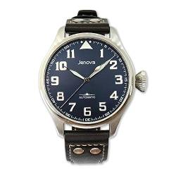 Jenova Herren Armbanduhr Typhoon Pilot Automatik Swiss Made Stahl Blau Leder Vintage von Jenova International ltd.