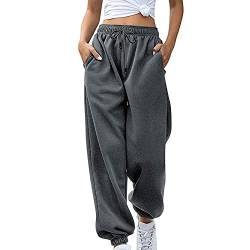 Jeqckloves Lässige Damen-Loungehose, lockere Kordelzug, Jogger, Sweathose, Fitnessstudio, Sport, Trainingshose, dunkelgrau, L von Jeqckloves