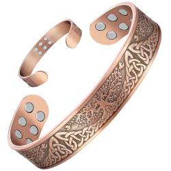 Jeracol Kupfer-Magnetarmband für Männer und Frauen, Armband für Arthritis-Schmerzlinderungs-Therapie-Armbänder, Manschette mit 12 starken Magneten (je 3800 Gauss) von Jeracol