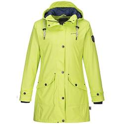 Jeronimo Friesennerz Fehmarn Damen PU Regenmantel Frauen Regenjacke Damen Jacke mit verstellbarer Kapuze Lang Winddicht Wasserdicht (46, Kiwi) von Jeronimo