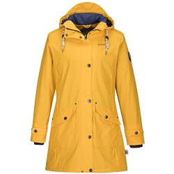 Jeronimo Friesennerz Fehmarn Damen PU Regenmantel Frauen Regenjacke Damen Jacke mit verstellbarer Kapuze Lang Winddicht Wasserdicht Gelb (38, Gelb) von Jeronimo