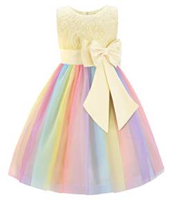 JerrisApparel Prinzessin Blume Kleid Mädchen Festliche Hochzeit Tüll Kleid (4 Jahre, Beige) von JerrisApparel