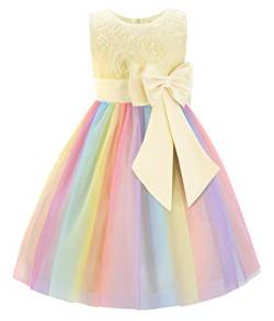 JerrisApparel Prinzessin Blume Kleid Mädchen Festliche Hochzeit Tüll Kleid (6 Jahre, Beige) von JerrisApparel