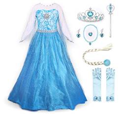 JerrisApparel Prinzessin Kostüm Karneval Verkleidung Party Kleid (100, ELSA mit Zubehör) von JerrisApparel