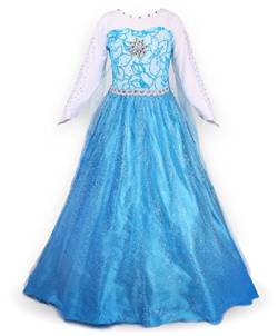 JerrisApparel Prinzessin Kostüm Karneval Verkleidung Party Kleid (130, ELSA) von JerrisApparel