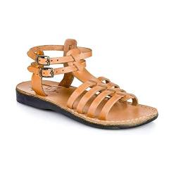 Leah Gladiator-Sandalen aus Leder für Damen, Hellbraun, 37 EU von Jerusalem Sandals