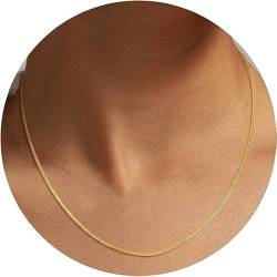 JeryWe 14K Gold Zierliche Halskette Trendy 1.5MM Runde Schlange Choker Kette Halskette für Frauen Teengirls Schmuck Geschenke von JeryWe