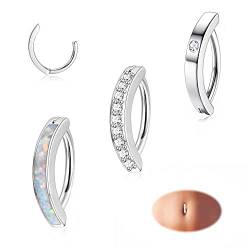 JeryWe 3-5 Stück 14G Clicker Bauchnabelpiercing Ring für Frauen Chirurgenstahl CZ Opal Bauchnabelringe Reverse Curved Barbell Schmuck Piercing Bauchnabel（Stil1） von JeryWe