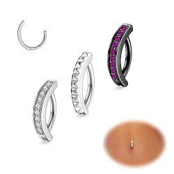 JeryWe 3Pcs Clicker Bauchnabel Ringe für Damen Frauen 14G Chirurgenstahl Bauchnabelpiercing CZ Opal Schmetterling Bauchnabel Ringe Reverse Curved Navel Barbell Körperschmuck Pack style A von JeryWe