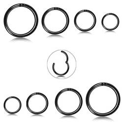 JeryWe 8PCS Nasenring Hoop 316L Chirurgenstahl Septum Clicker Nasenpiercing Knorpel Daith Conch Tragus Helix ohrring Ohr Nostril Körperpiercing Set Segmentring Lippenring 16g 6-12MM Schwarz von JeryWe