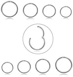 JeryWe 8PCS Nasenring Hoop 316L Chirurgenstahl Septum Clicker Nasenpiercing Knorpel Daith Conch Tragus Helix ohrring Ohr Nostril Körperpiercing Set Segmentring Lippenring 18g 6-12MM silber von JeryWe