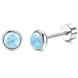 JeryWe G23 Titan Opal Ohrstecker für Damen Mädchen Implantat Grade Opal Kleine Runde Geschenk Schmuck Hypoallergen Ohrringe für Empfindliche Ohren(Stil1-4) von JeryWe