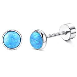 JeryWe G23 Titan Opal Ohrstecker für Damen Mädchen Implantat Grade Opal Kleine Runde Geschenk Schmuck Hypoallergen Ohrringe für Empfindliche Ohren(Stil2) von JeryWe