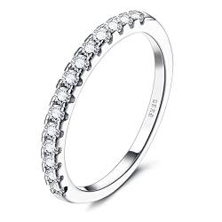 JeryWe Ringe 925 Sterling Silber für Damen Frauen Verlobungsring Eheringe Cubic Zirkonia Eternity Ring Fingerring Trauringe Vorsteckring Engagement Promise Ring Schmal 2.5MM Größe57 von JeryWe