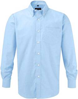Russell Collection Hemd, Oxford, langarm, Große Größe, blau - Bleu - Oxford-Blau - Größe: XXXL von Jerzees