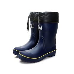 Jesindr Gummistiefel Herren, Grundlegend Original Bequem Rutschfesten Wasserdicht Stiefel, Kontraktion Einstellbar Atmungsaktiv Gartenstiefel, Blau/gelb, 41 EU von Jesindr