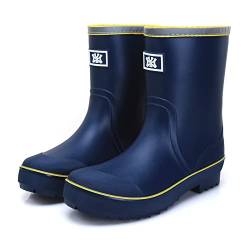 Jesindr Gummistiefel Herren, Grundlegend Original Bequem Rutschfesten Wasserdicht Stiefel, Kontraktion Einstellbar Atmungsaktiv Gartenstiefel, Blau/gelb/Keine Kordelzüge, 40 EU von Jesindr