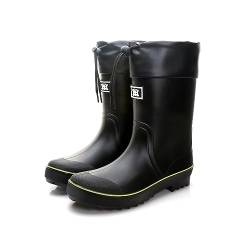 Jesindr Gummistiefel Herren, Grundlegend Original Bequem Rutschfesten Wasserdicht Stiefel, Kontraktion Einstellbar Atmungsaktiv Gartenstiefel, Schwarz/gelb, 41 EU von Jesindr