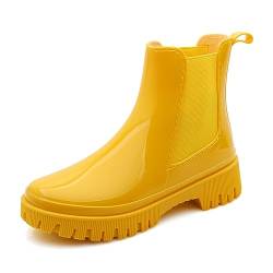 Jesindr Gummistiefel Stiefeletten Damen, Original Grundlegend Wasserdicht Anti-Rutsch Regenstiefel Reitstiefel, Gelb, 39 EU von Jesindr