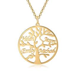 Namenskette 925 Sterling Silber Personalisierte Namen Lebensbaum Halskette Stammbaum des Lebens Anhänger mit Gravur 1-8 Namen Mutter BFF Familien Schmuck Geschenk (Gold, Kupfer) von Jessemade