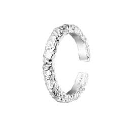 Jesuky Damen Ring, Silber Ringe 925 Unregelmäßig Plissierter Einfacher Dünner Ring Ehering 4.3 Gr Verstellbar Ring Gold Für Damen Geburtstag Valentinstag Geschenck von Jesuky