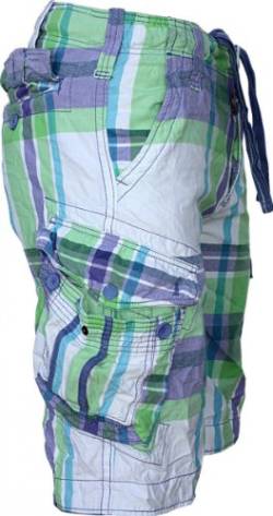 Jet Lag Cargo Shorts Robben Purple Green Check, Größe:W32 von Jet Lag