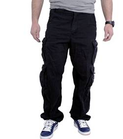 Jet Lag Cargohose Modell 007 Herren Pant - Schwarz inkl. F524 Camo Schlüsselband (4XL/32, Schwarz) von Jet Lag