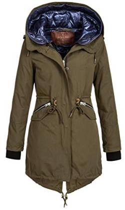 Jet Lag Damen Jacke Parka 19-511 gefütterter Kurz-Mantel mit Kapuze Olive L von Jet Lag