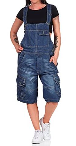 Jet Lag Damen Latzhose Overall Cargo Shorts mit Brusttasche TO3 denim light navy S von Jet Lag